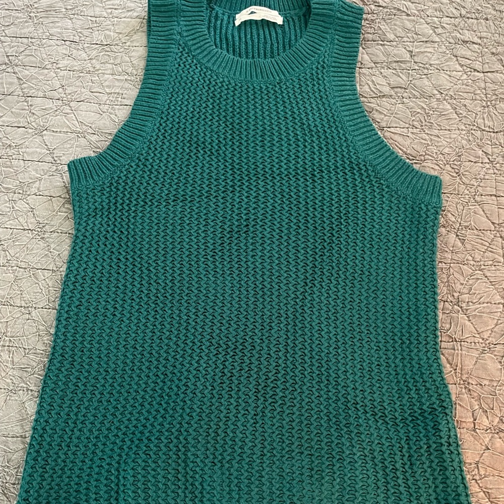 Anthropologie XS green cotton sweater tank.